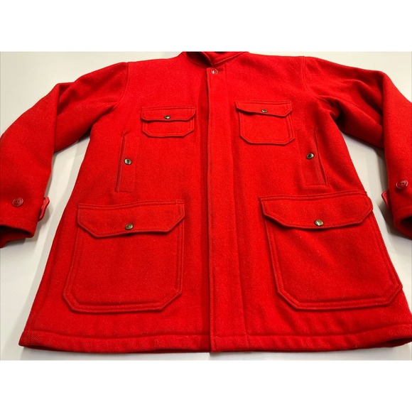 Vintage Woolrich Woolen Mills Wool Jacket Red 40's Made in USA Sz 40 - Picture 2 of 16